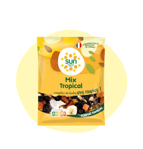 Mélange Tropical - raisins, bananes, ananas, papayes, amandes et noix de coco